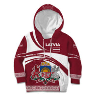 Latvia Kid Hoodie with National Coat of Arms and Traditional Folk Patterns