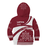 Latvia Kid Hoodie with National Coat of Arms and Traditional Folk Patterns