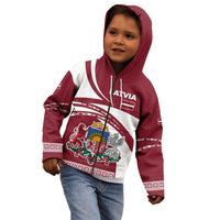 Latvia Kid Hoodie with National Coat of Arms and Traditional Folk Patterns