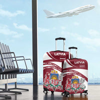 Latvia Luggage Cover with National Coat of Arms and Traditional Folk Patterns