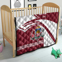 Latvia Quilt with National Coat of Arms and Traditional Folk Patterns