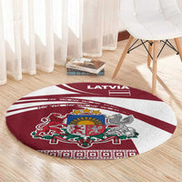 Latvia Round Carpet with National Coat of Arms and Traditional Folk Patterns