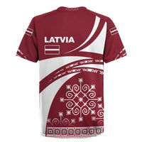 Latvia Rugby Jersey with National Coat of Arms and Traditional Folk Patterns