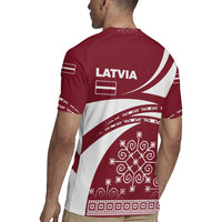 Latvia Rugby Jersey with National Coat of Arms and Traditional Folk Patterns
