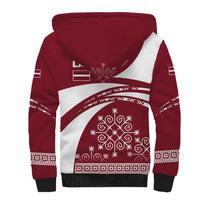 Latvia Sherpa Hoodie with National Coat of Arms and Traditional Folk Patterns