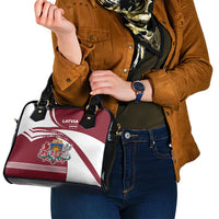 Latvia Shoulder Handbag with National Coat of Arms and Traditional Folk Patterns