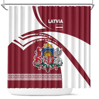 Latvia Shower Curtain with National Coat of Arms and Traditional Folk Patterns