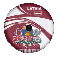 Latvia Spare Tire Cover with National Coat of Arms and Traditional Folk Patterns