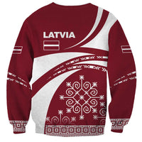 Latvia Sweatshirt with National Coat of Arms and Traditional Folk Patterns