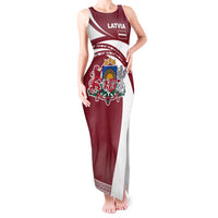 Latvia Tank Maxi Dress with National Coat of Arms and Traditional Folk Patterns