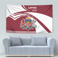 Latvia Tapestry with National Coat of Arms and Traditional Folk Patterns