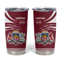 Latvia Tumbler Cup with National Coat of Arms and Traditional Folk Patterns