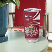 Latvia Tumbler Cup with National Coat of Arms and Traditional Folk Patterns