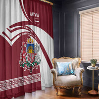 Latvia Window Curtain with National Coat of Arms and Traditional Folk Patterns