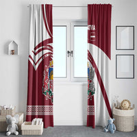 Latvia Window Curtain with National Coat of Arms and Traditional Folk Patterns