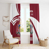 Latvia Window Curtain with National Coat of Arms and Traditional Folk Patterns