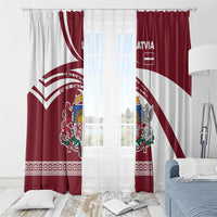 Latvia Window Curtain with National Coat of Arms and Traditional Folk Patterns