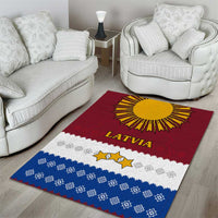 Latvia Area Rug with Three Stars Design and Traditional Pattern Details