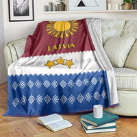 Latvia Blanket with Three Stars Design and Traditional Pattern Details