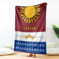 Latvia Blanket with Three Stars Design and Traditional Pattern Details