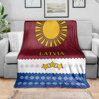 Latvia Blanket with Three Stars Design and Traditional Pattern Details