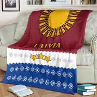 Latvia Blanket with Three Stars Design and Traditional Pattern Details