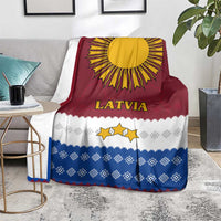 Latvia Blanket with Three Stars Design and Traditional Pattern Details