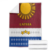 Latvia Blanket with Three Stars Design and Traditional Pattern Details