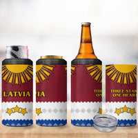 Latvia 4 in 1 Can Cooler Tumbler with Three Stars Design and Traditional Pattern Details
