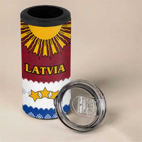 Latvia 4 in 1 Can Cooler Tumbler with Three Stars Design and Traditional Pattern Details