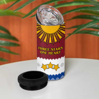 Latvia 4 in 1 Can Cooler Tumbler with Three Stars Design and Traditional Pattern Details