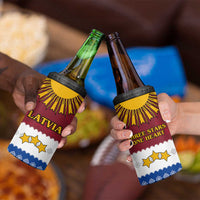 Latvia 4 in 1 Can Cooler Tumbler with Three Stars Design and Traditional Pattern Details