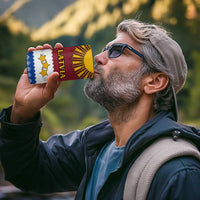 Latvia 4 in 1 Can Cooler Tumbler with Three Stars Design and Traditional Pattern Details