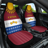 Latvia Car Seat Cover with Three Stars Design and Traditional Pattern Details