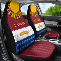 Latvia Car Seat Cover with Three Stars Design and Traditional Pattern Details