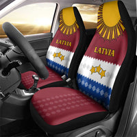 Latvia Car Seat Cover with Three Stars Design and Traditional Pattern Details