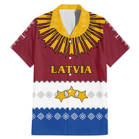 Latvia Family Matching Mermaid Dress and Hawaiian Shirt with Three Stars Design and Traditional Pattern Details