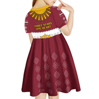 Latvia Kid Short Sleeve Dress with Three Stars Design and Traditional Pattern Details