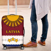 Latvia Luggage Cover with Three Stars Design and Traditional Pattern Details