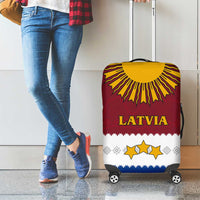 Latvia Luggage Cover with Three Stars Design and Traditional Pattern Details