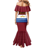 Latvia Mermaid Dress with Three Stars Design and Traditional Pattern Details