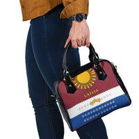 Latvia Shoulder Handbag with Three Stars Design and Traditional Pattern Details