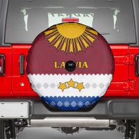 Latvia Spare Tire Cover with Three Stars Design and Traditional Pattern Details