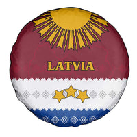 Latvia Spare Tire Cover with Three Stars Design and Traditional Pattern Details