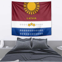Latvia Tapestry with Three Stars Design and Traditional Pattern Details