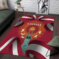 Latvia Area Rug with Freedom Monument and Doves Graphic – 18 November 1918 Design