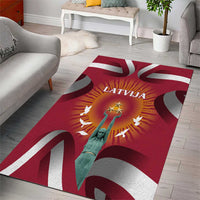 Latvia Area Rug with Freedom Monument and Doves Graphic – 18 November 1918 Design