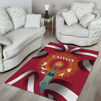 Latvia Area Rug with Freedom Monument and Doves Graphic – 18 November 1918 Design