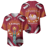 Latvia Baseball Jersey with Freedom Monument and Doves Graphic – 18 November 1918 Design