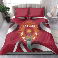 Latvia Bedding Set with Freedom Monument and Doves Graphic – 18 November 1918 Design